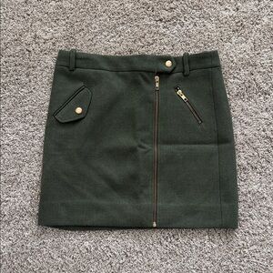 JCrew Green Skirt with Zipper Detail